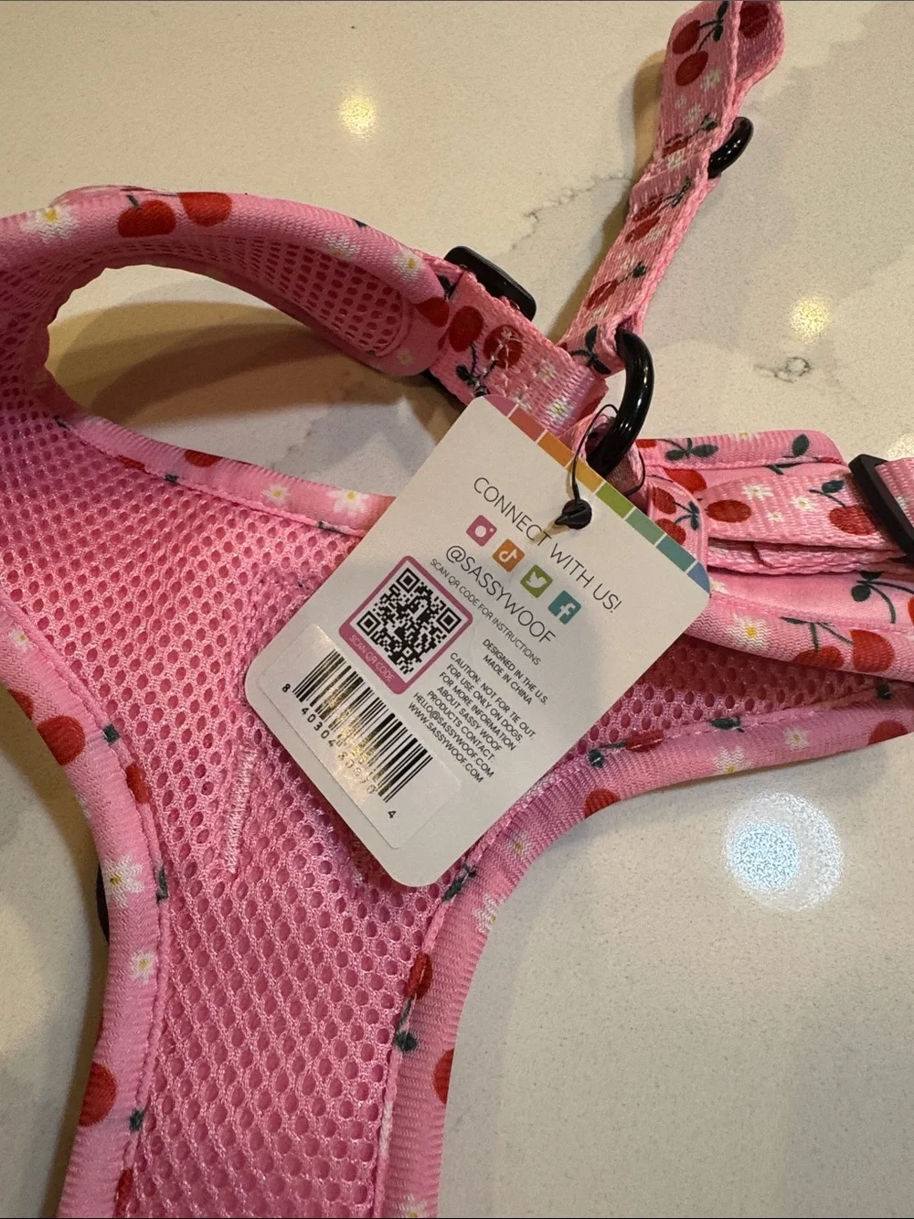 Pink Cherry Dog Harness - Medium